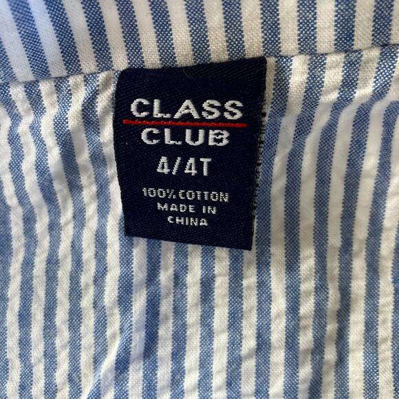 SEERSUCKER JACKET BOYS 4 BLUE AND WHITE SHRIPE CLASSIC - Picture 4 of 16